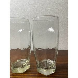 Libbey Clear Chivalry Coolers with Facets - Retro Spanish Green Tumbler - 80s